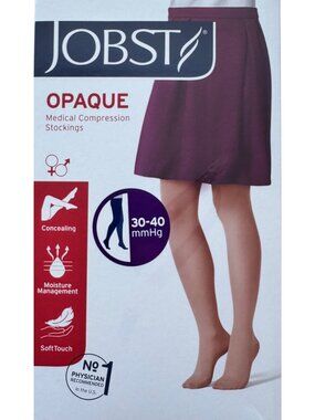 Jobst Compression Stockings Opaque Black Large Waist CT Support 30-40 MmHg NEW